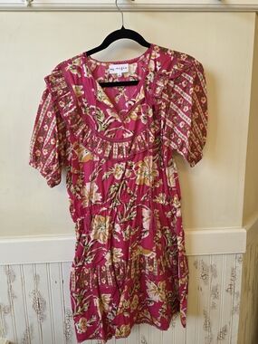 Magenta Floral Tiered Mini Dress
